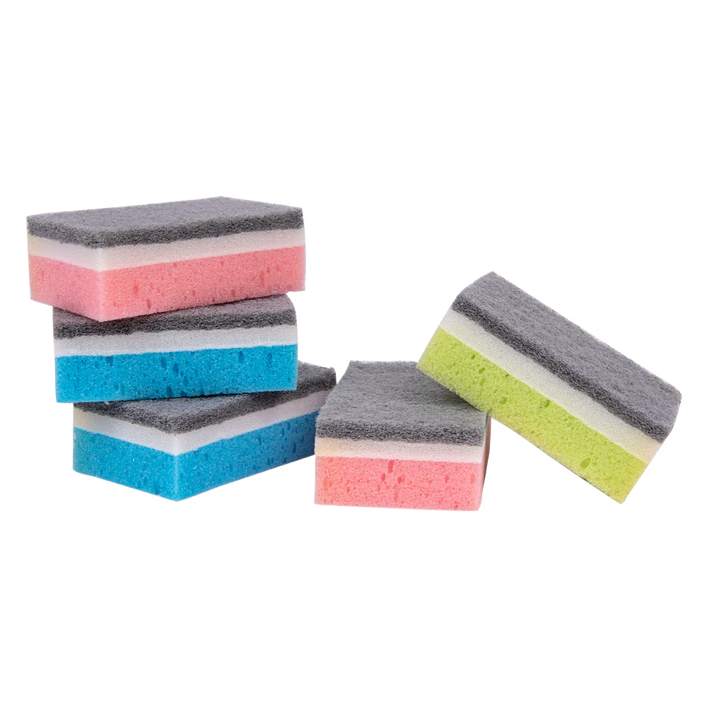 Kleaner Dual-Action Sponge Scouring Pads | Pack of 5, Assorted Colours - Image 2