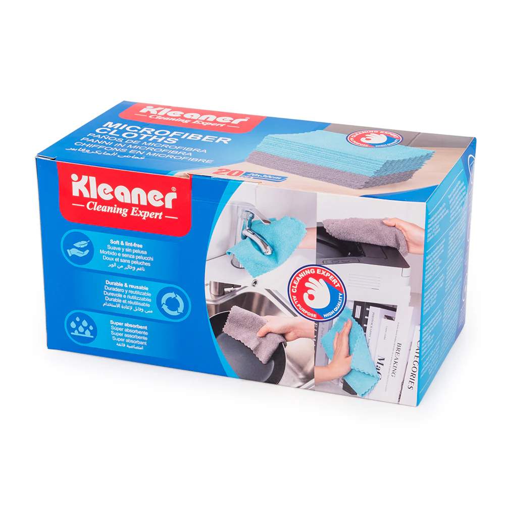 Kleaner Microfibre Cleaning Cloths | Pack of 20, Lint-Free, Reusable