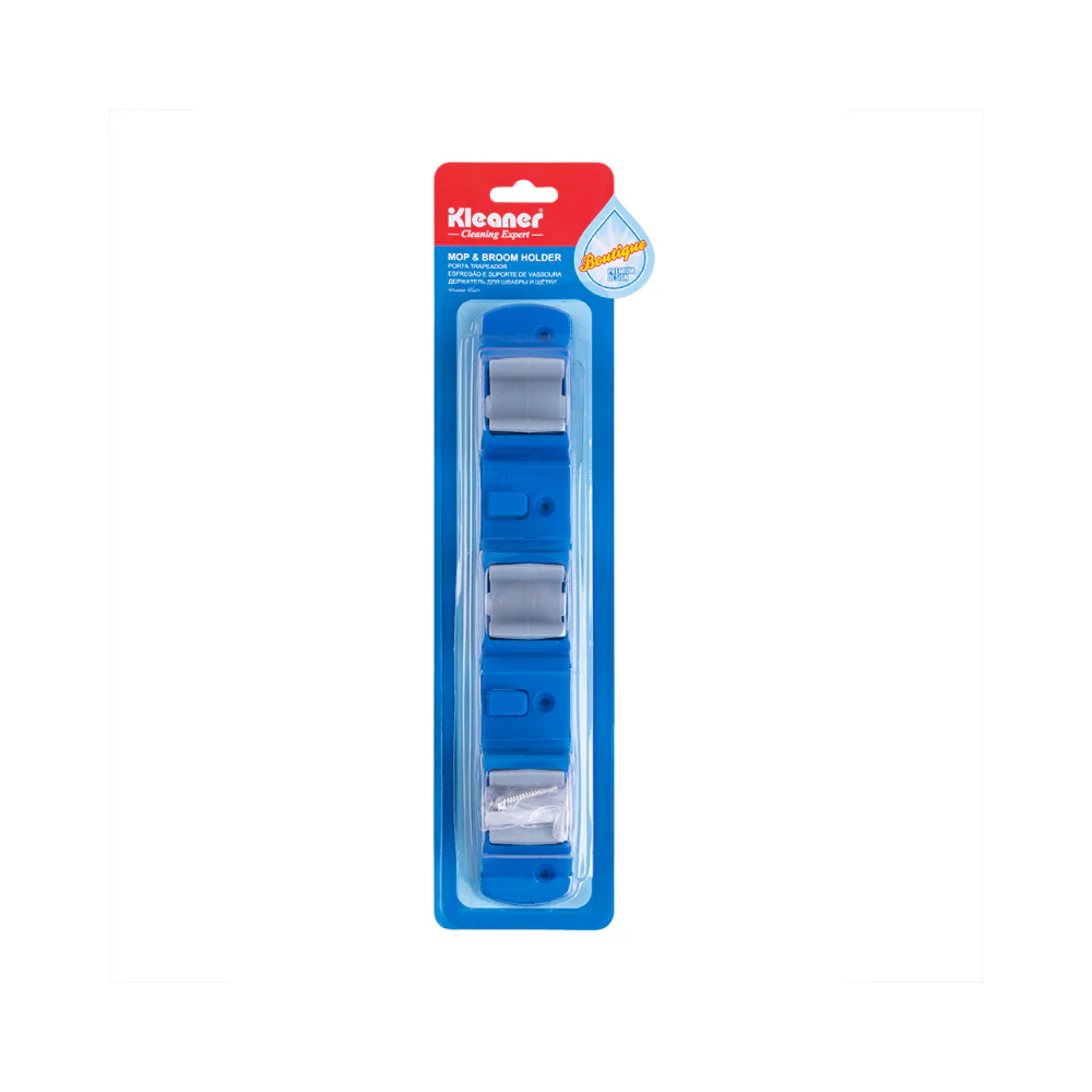 Kleaner Mop & Broom Holder Wall-Mount Organiser | Roller Grips, Wall Fixings