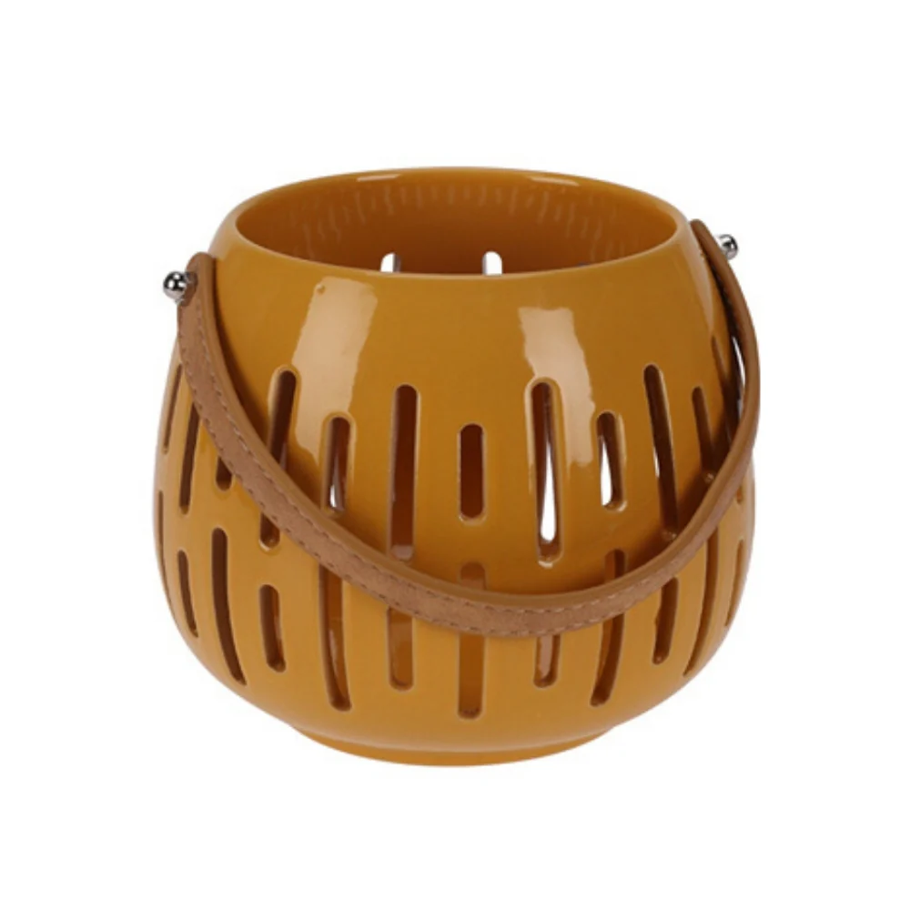 Ceramic Lantern with PU Handle | 12cm - Image 2