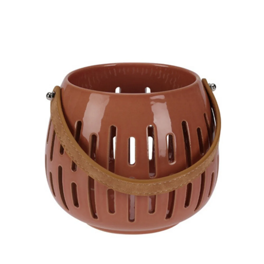 Ceramic Lantern with PU Handle | 12cm - Image 4