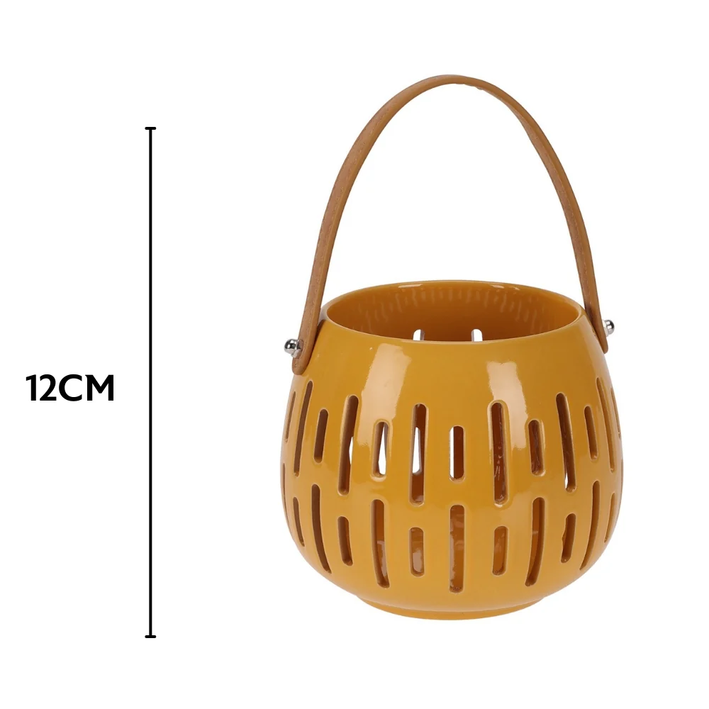 Ceramic Lantern with PU Handle | 12cm - Image 5