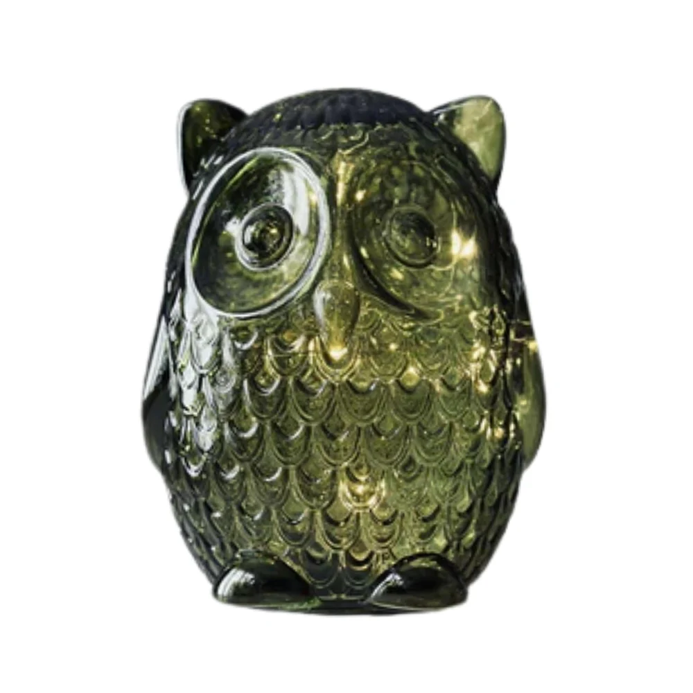 Coloured Glass LED Owl Lights | 15cm, 8-Hour Timer - Image 3