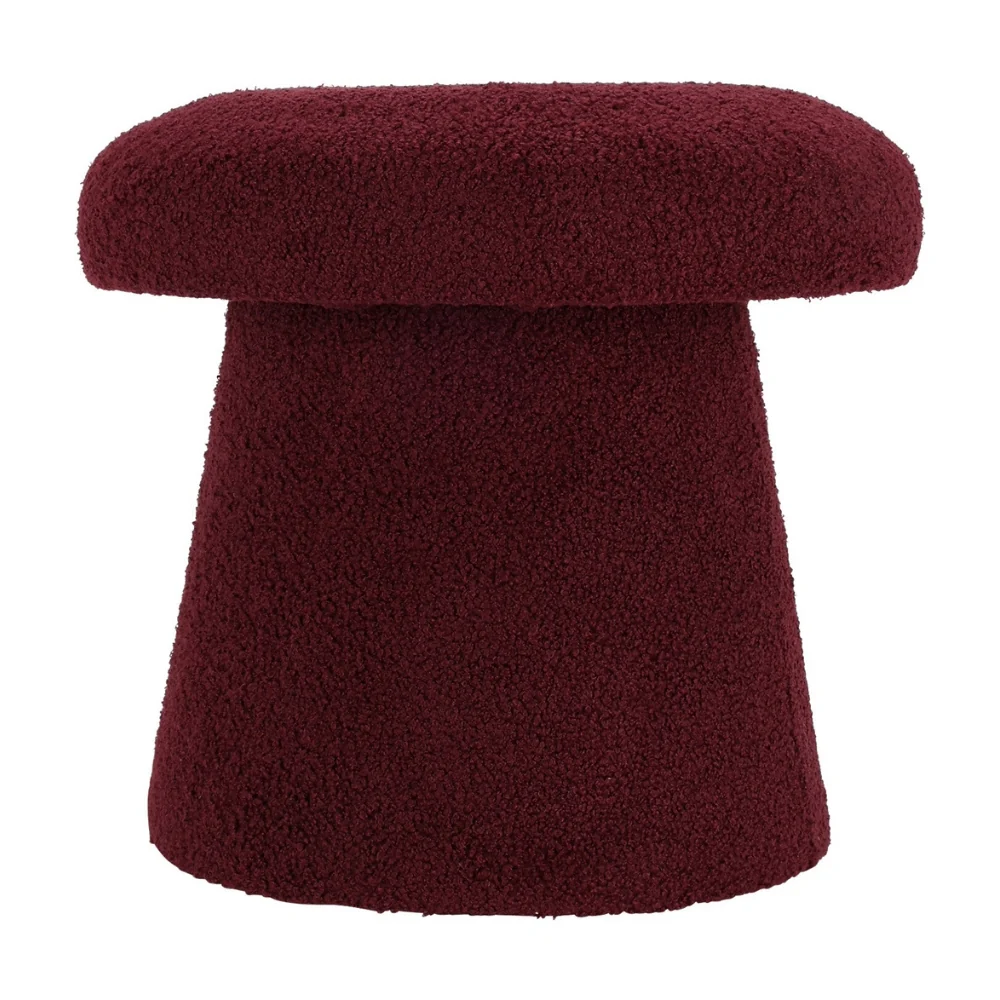 Mushroom Teddy Stool | Burgundy Bouclé 38cm