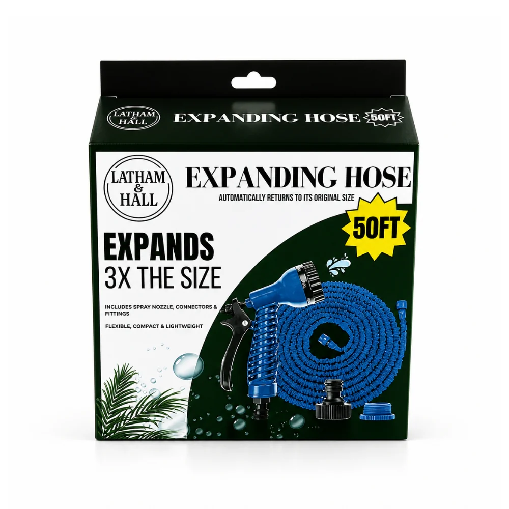 Latham & Hall Expanding Magic Garden Hose | 50ft, Green/Blue Assorted Colours