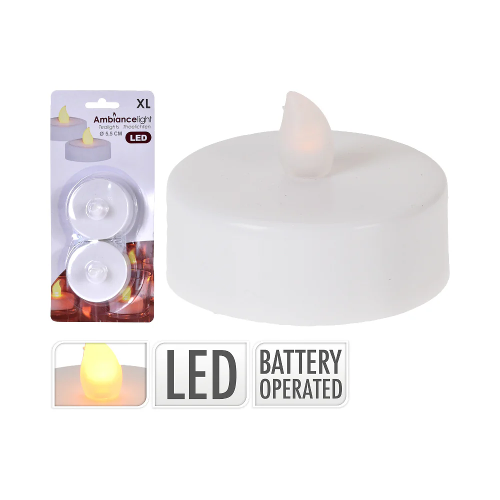 LED Jumbo Tealight Candles | Set of 2, Jumbo Size, Tealight Style