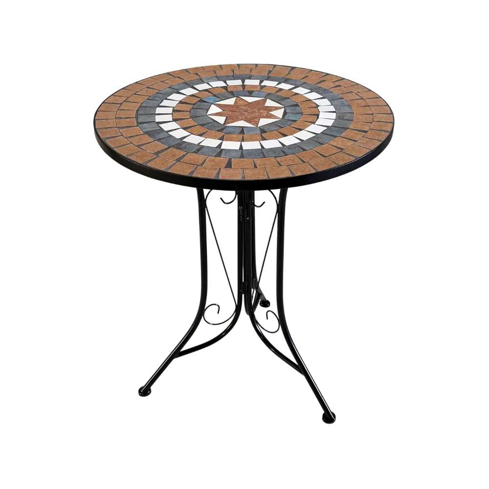 Lifestyle Living Celeste Mosaic Bistro Table Set | Brown Pattern, 3 Pieces - Image 2