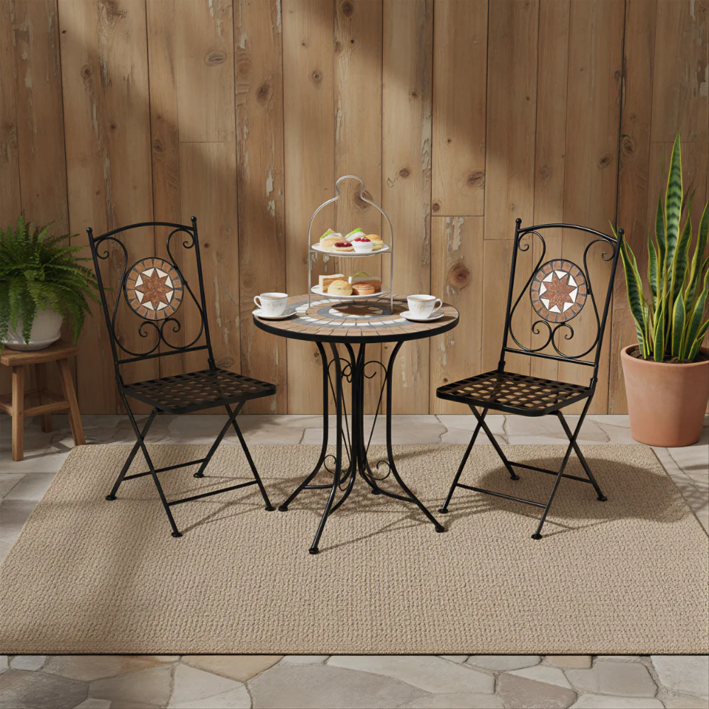 Lifestyle Living Celeste Mosaic Bistro Table Set | Brown Pattern, 3 Pieces - Image 4