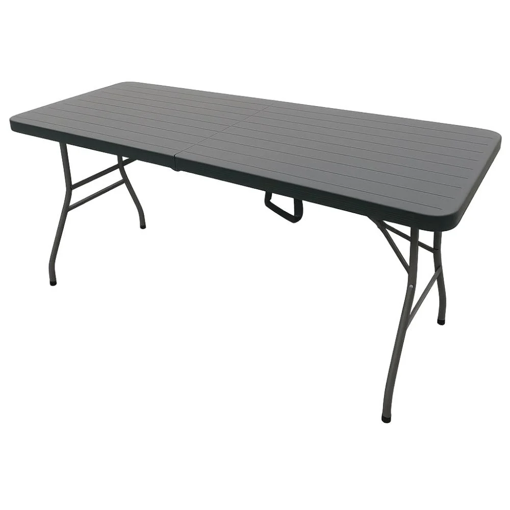 Lifestyle Living Folding Table Wooden Black Rattan Look | 180 cm