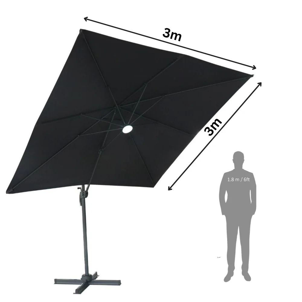 Lifestyle Living Zion Roma Dark Grey Parasol | 3m - Image 2