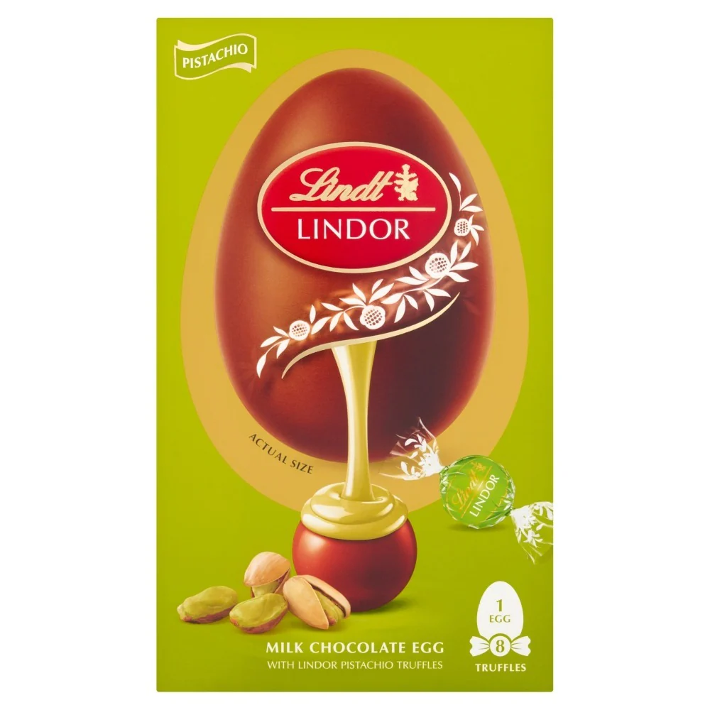 Lindt Lindor Pistachio Milk Chocolate Egg | 260g, Includes 8 Truffles