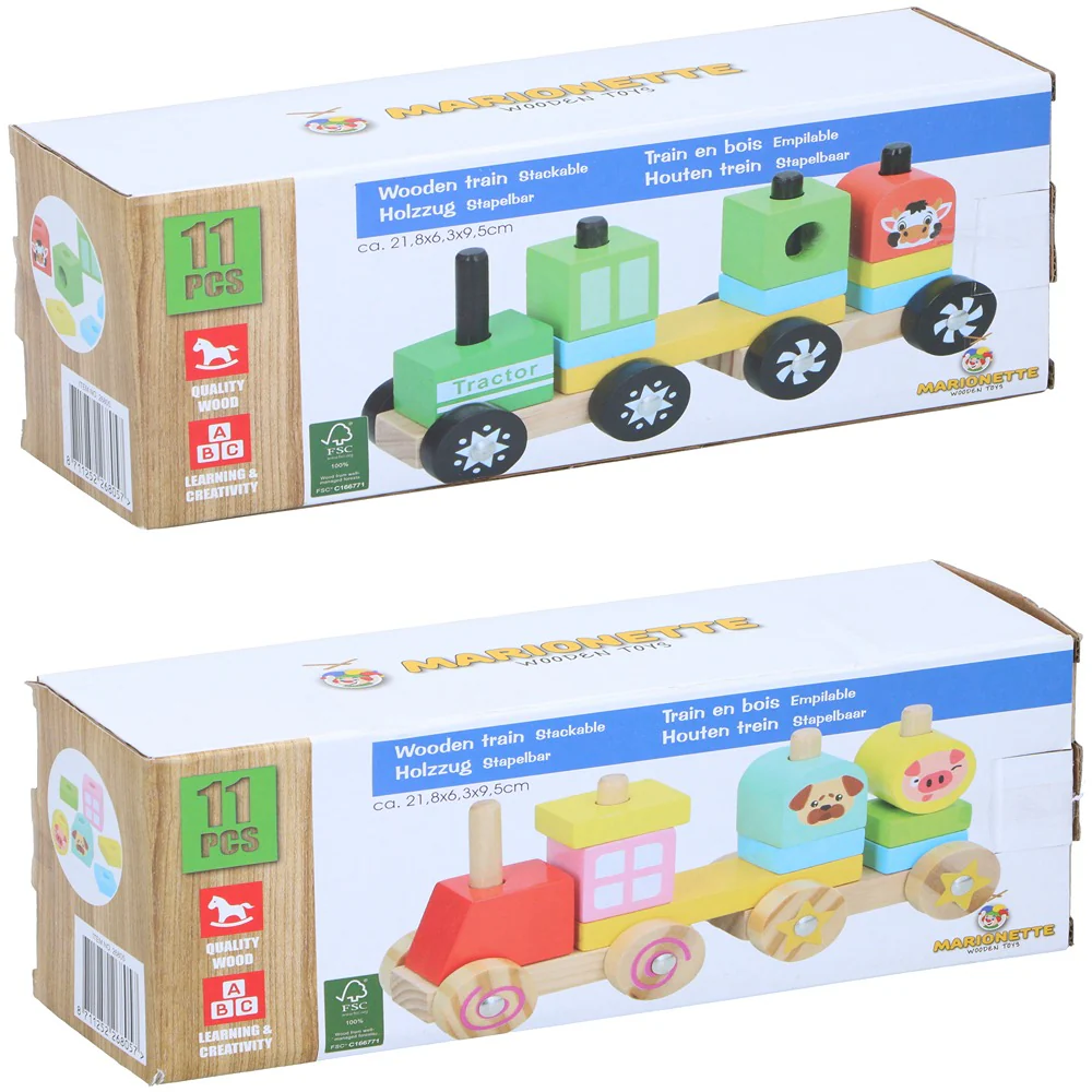 Marionette Wooden Stackable Train Set | Animal Motifs - Image 3