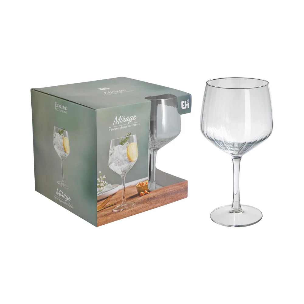Mirage Gin Glass Set Drinking Glassware | 61cl, Set of 4 Pieces