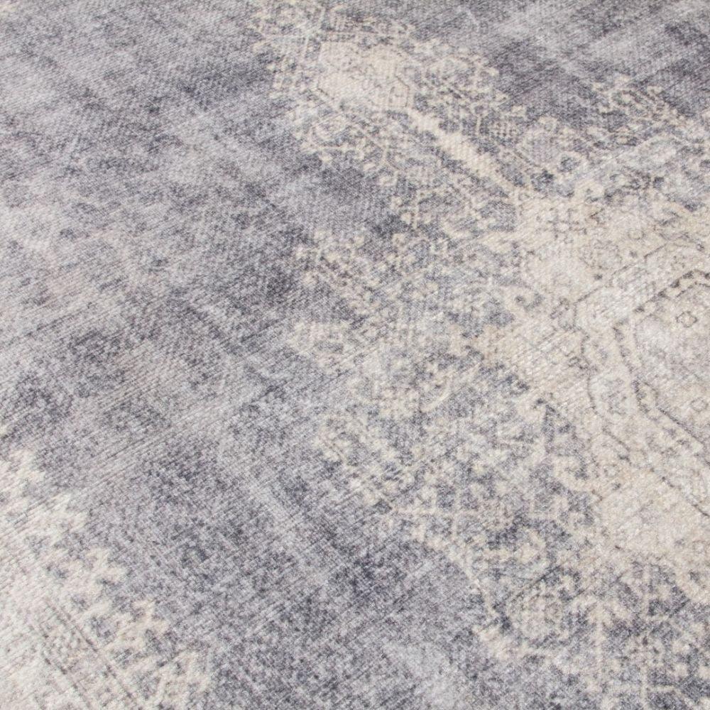 Modena Cairo Grey Cream Rug | Modern Distressed Design - Image 4