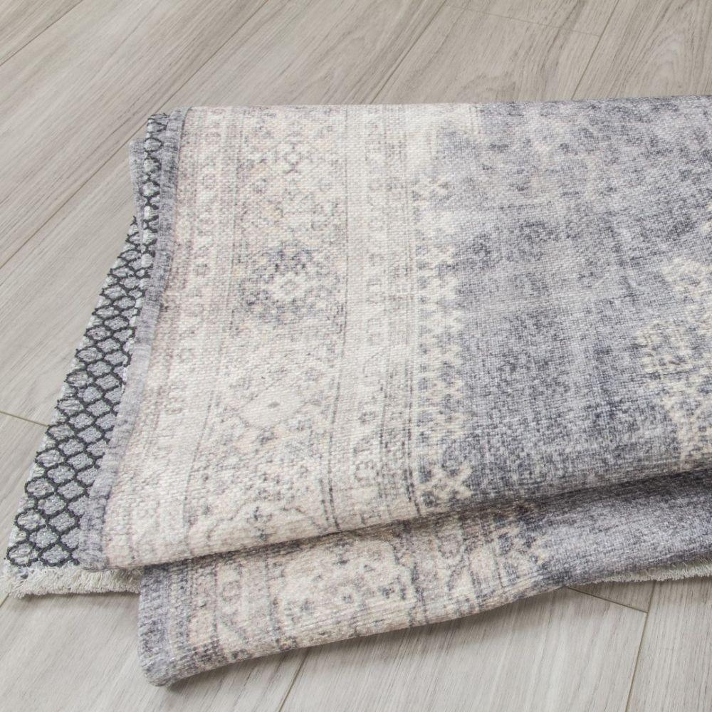 Modena Cairo Grey Cream Rug | Modern Distressed Design - Image 6