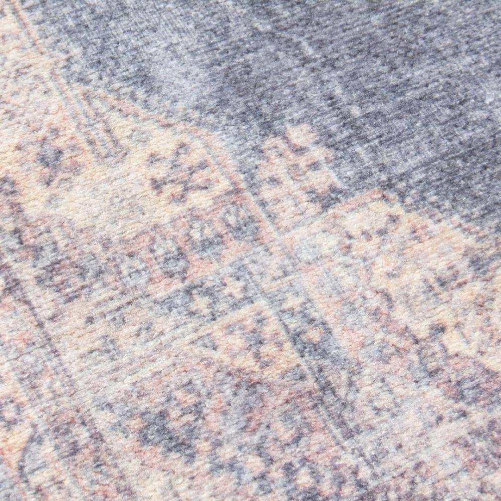 Modena Hamadan Navy Pink Rug | Modern Distressed Design - Image 5