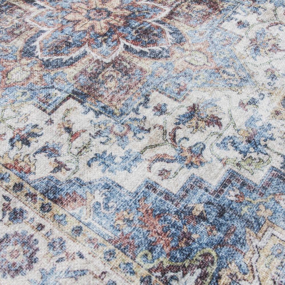Modena Vita Blue Cream Rug | Modern Distressed Design - Image 4