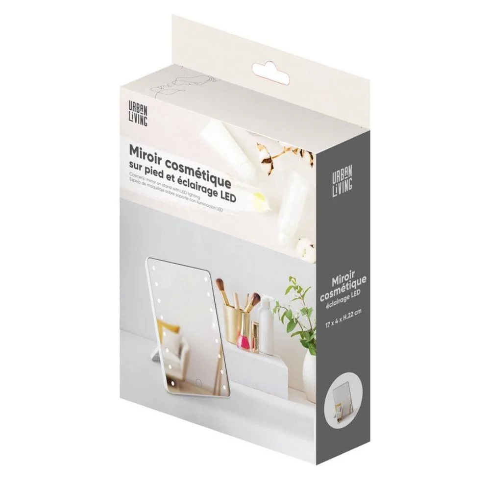 Modern LED Mirror with Touch Sensor and Adjustable Stand | White Frame | 17 x 4 x 22cm - Image 3