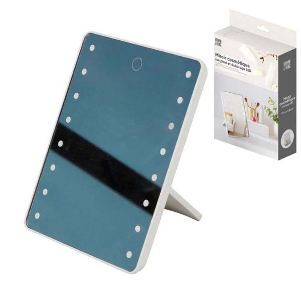 Modern LED Mirror with Touch Sensor and Adjustable Stand | White Frame | 17 x 4 x 22cm - Image 4