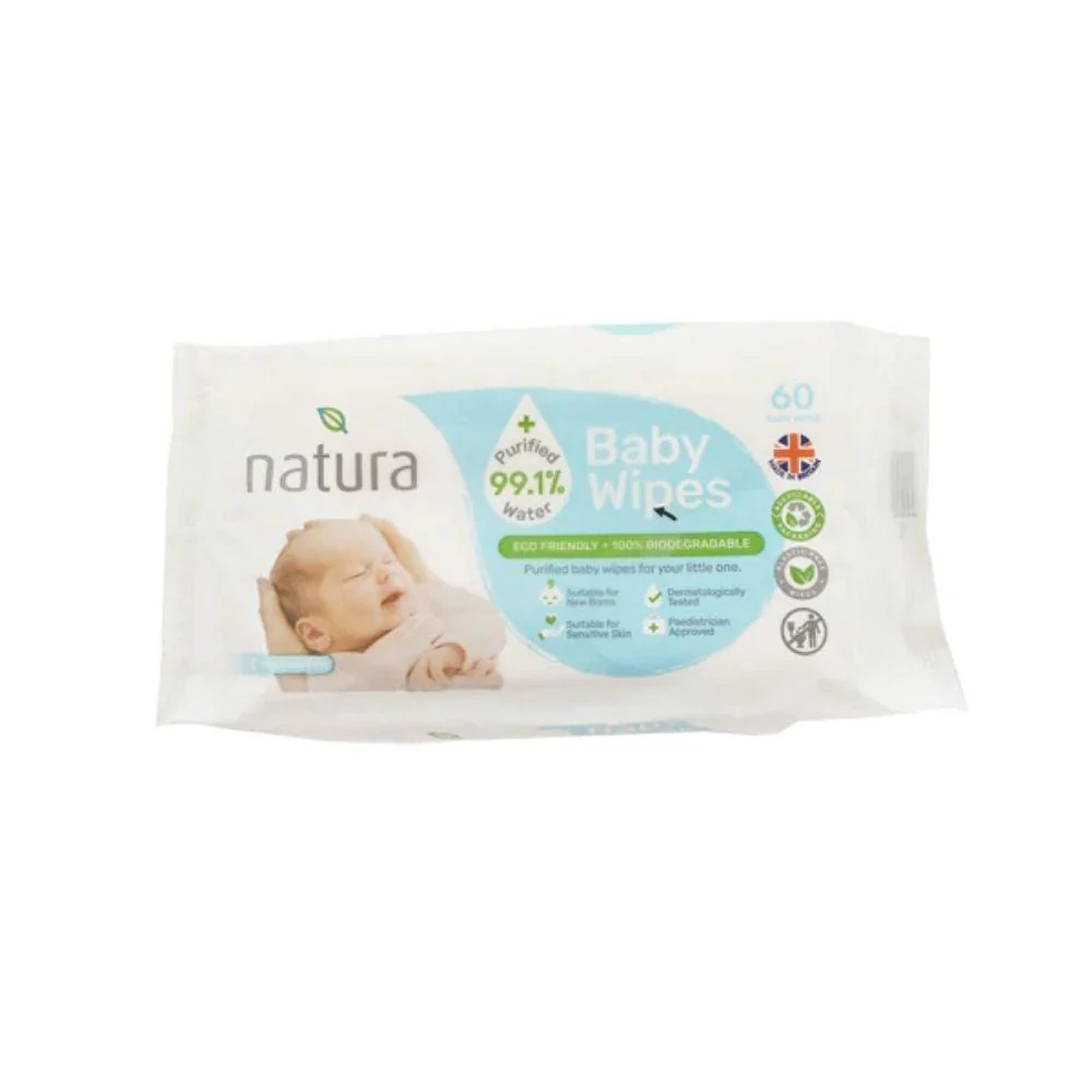 Natura Purified Water Baby Wipes | 60 Wipes