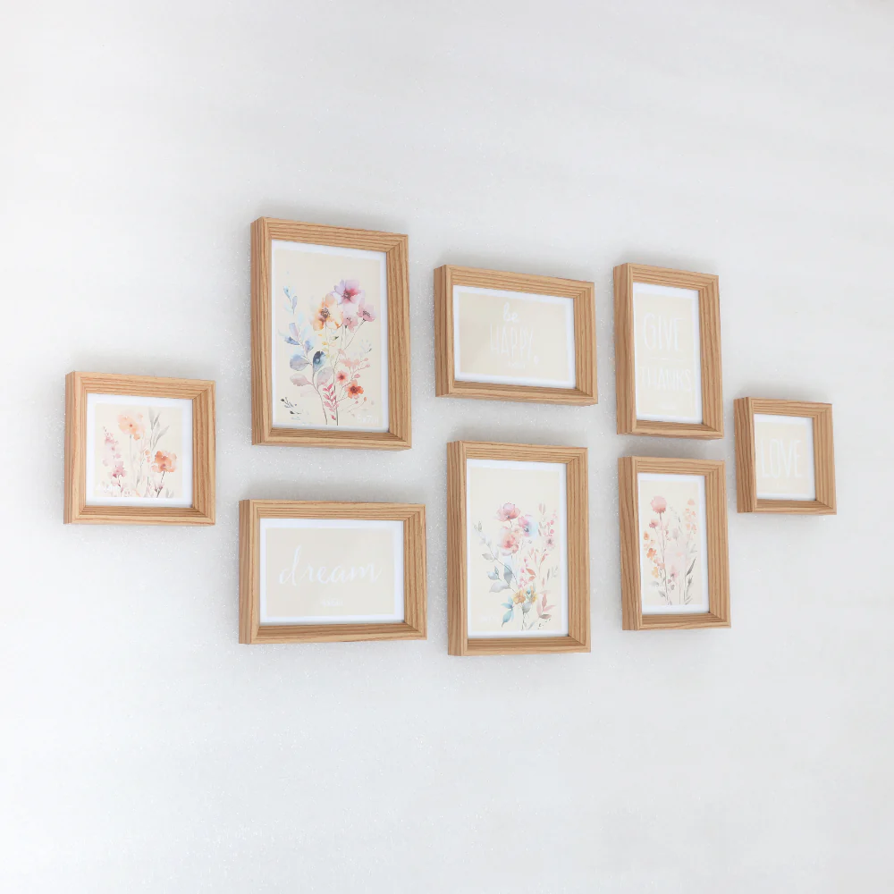 Natural Wood-Effect Photo Frame Gallery Set | 8 Pieces, Assorted Sizes - Image 2