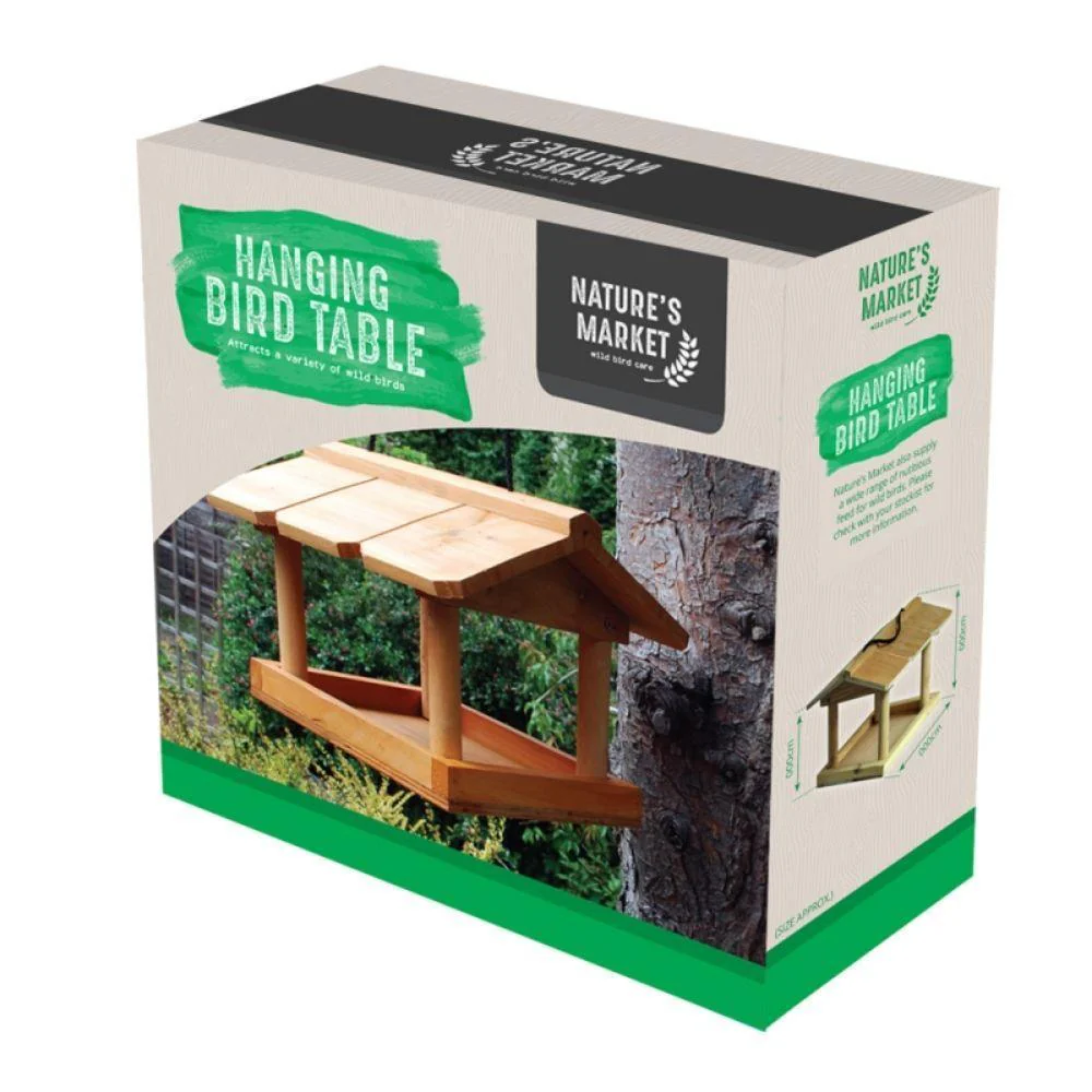Nature's Market Hanging Wooden Bird Table - Image 3