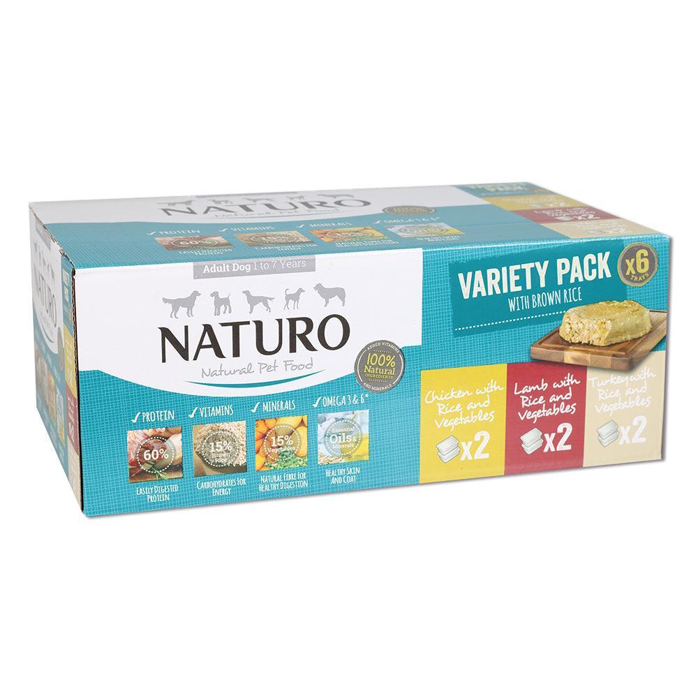 Naturo Adult Dog with Rice Variety Pack Trays | 400g x 6