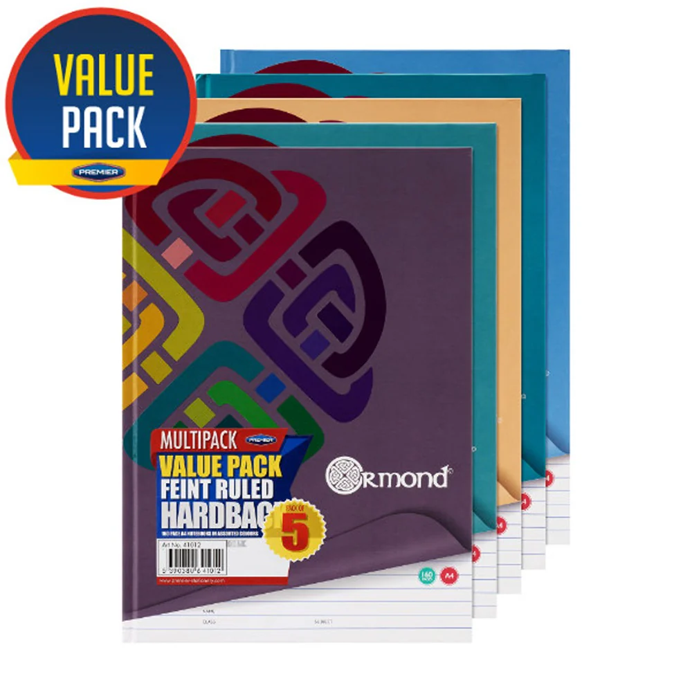 Ormond Multipack A4 Hardback Notebooks with Feint Ruled Pages - Image 2