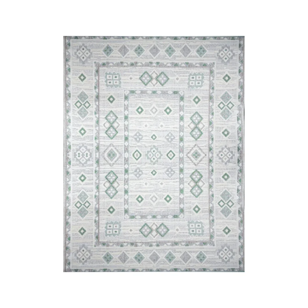Oslo Milo Geometric Rug Nat/Green| 80 x 150cm