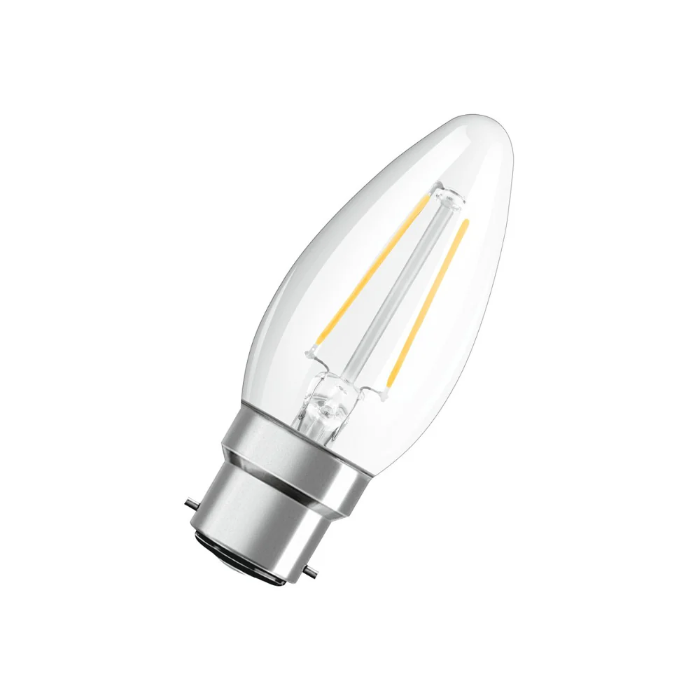 Osram Clear LED Candle Light Bulb | B22d, 2.5W, Warm White, 250lm - Image 2