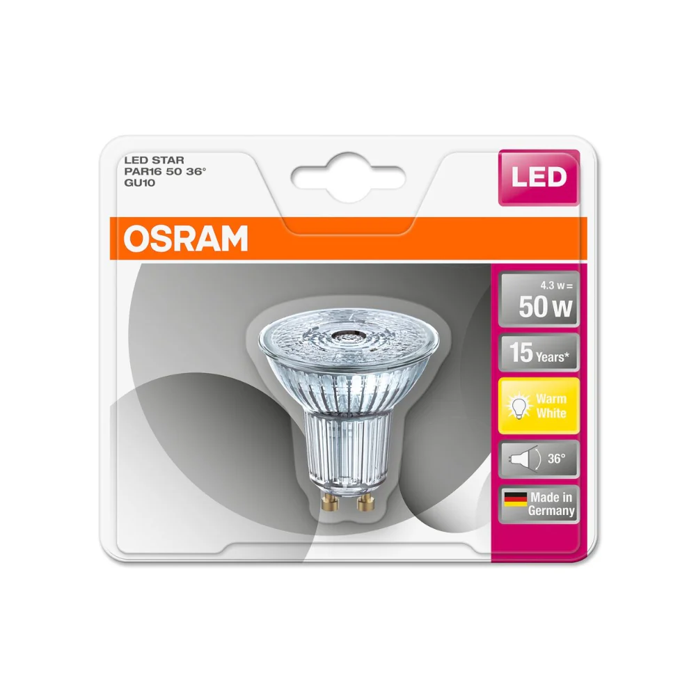 Osram GU10 LED Spotlight Bulb | 4.3W, Warm White, 50W Equivalent - Image 2
