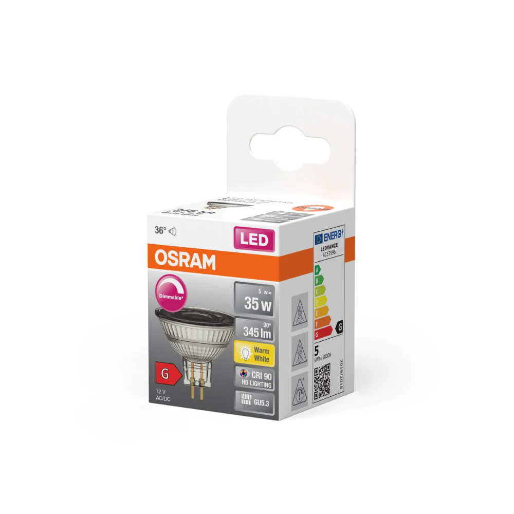 Osram MR16 GU5.3 LED Spotlight Bulb | 5W, 35W Equivalent, Warm White - Image 2
