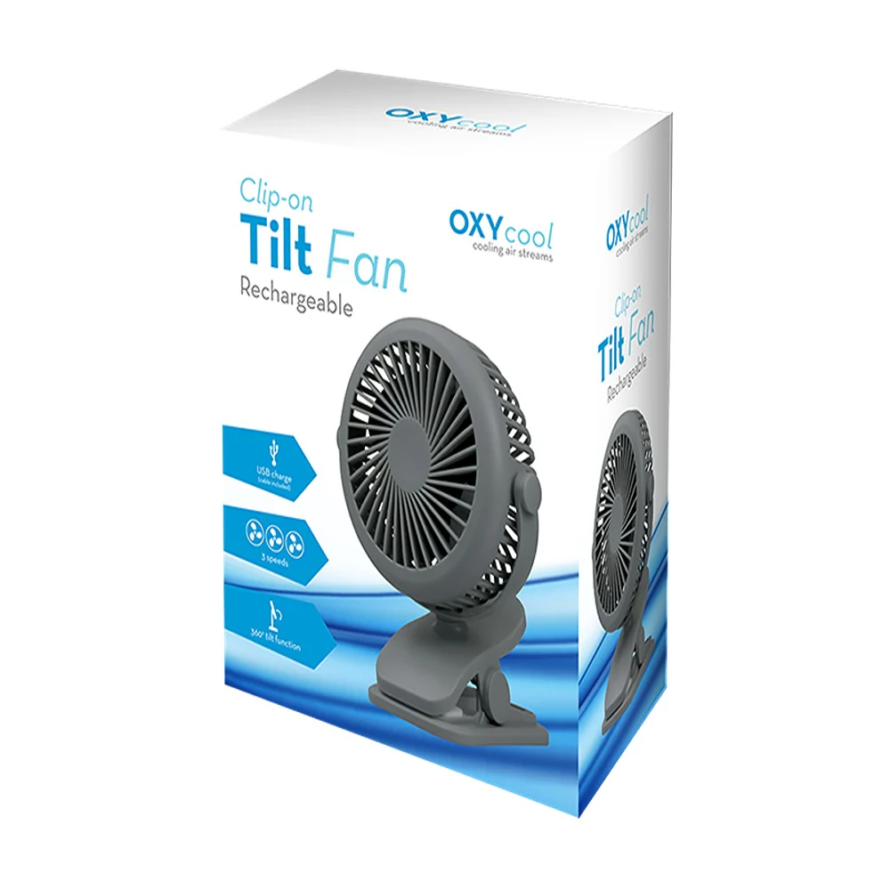 Oxy Cool Rechargeable Clip-On Tilt Fan - Image 3