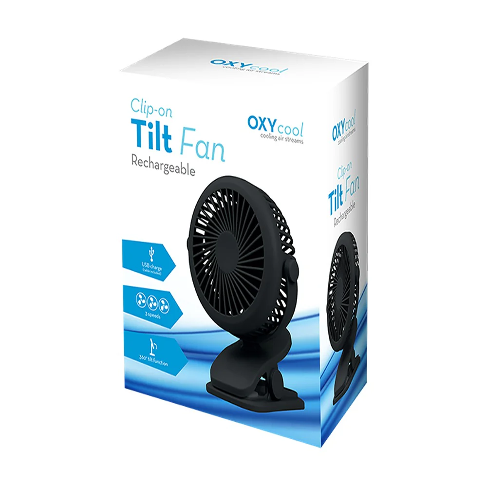 Oxy Cool Rechargeable Clip-On Tilt Fan - Image 4