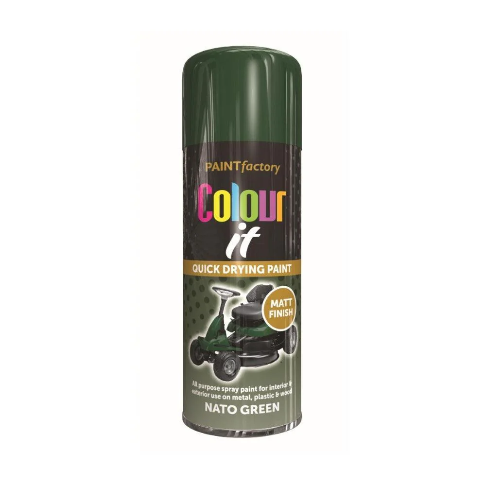 Paint Factory Colour it Quick Drying Spray Paint Matt Finish Nato Green | 400ml