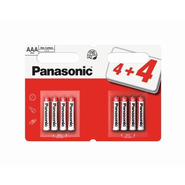 Panasonic Zinc Carbon AAA 4+4 Free Batteries | 8 Pack | R03