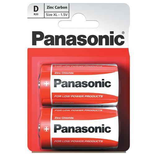 Panasonic Zinc Carbon D Batteries | 2 Pack | R20