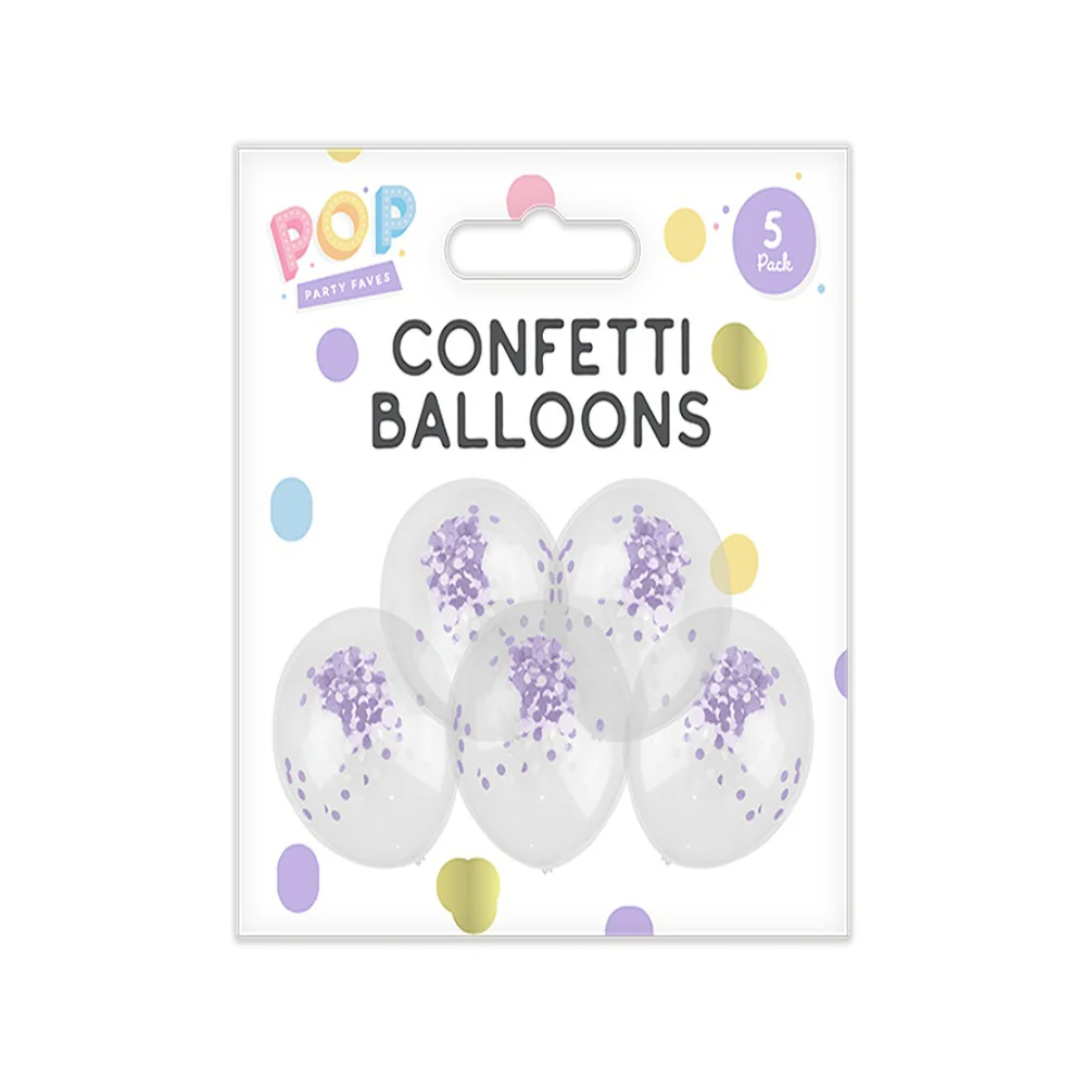 Pastel Confetti Party Balloons | Assorted Colours, Pack of 5 - Image 5
