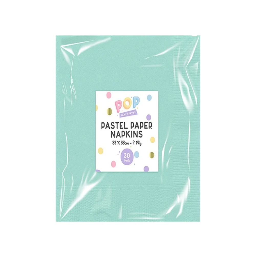 Pastel Disposable Paper Napkins | Assorted Colours, 2 Ply, Pack of 30 - Image 3
