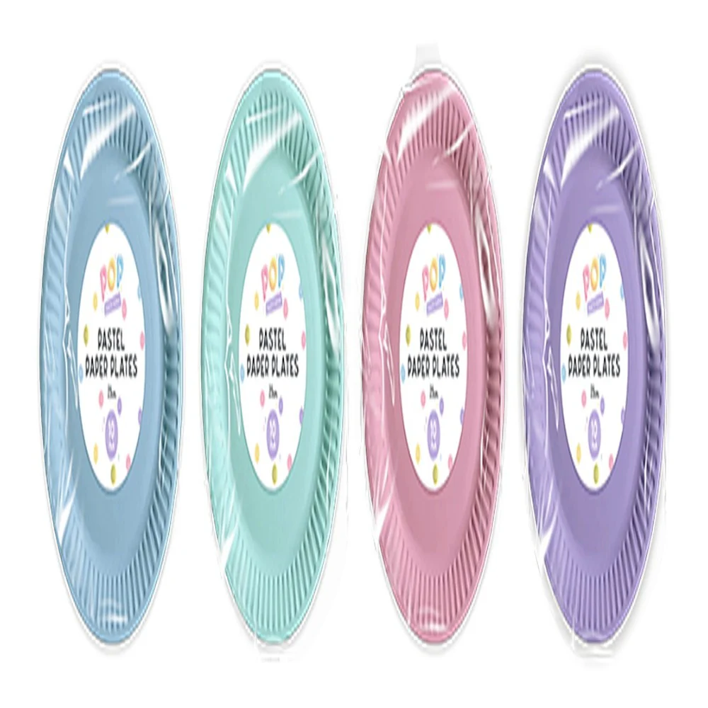 Pastel Round Paper Plates | 23cm, Assorted Colours, Pack of 10 - Image 3