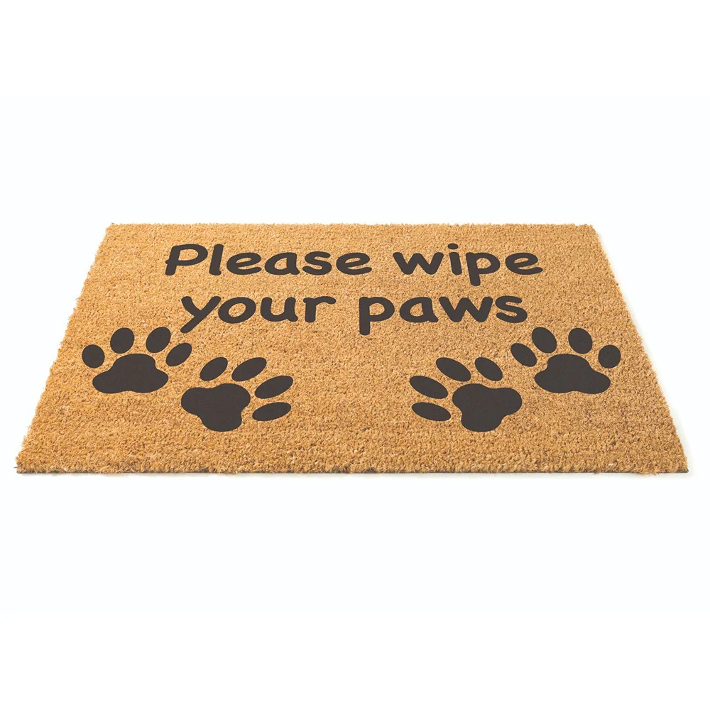Paws Coir Entrance Door Mat | Paw Print Design, Rectangular, 40 x 60cm