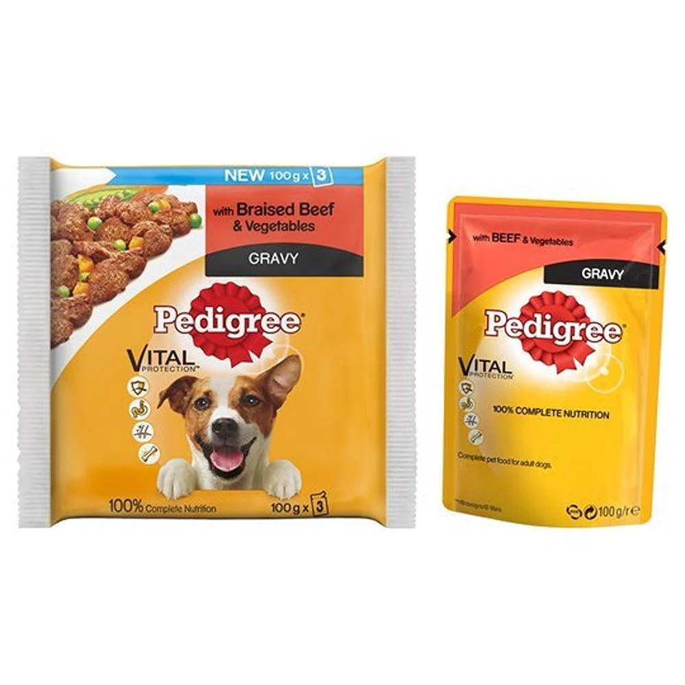 Pedigree Adult Wet Dog Food Pouches Beef in Gravy | Pack of 3 - Image 2