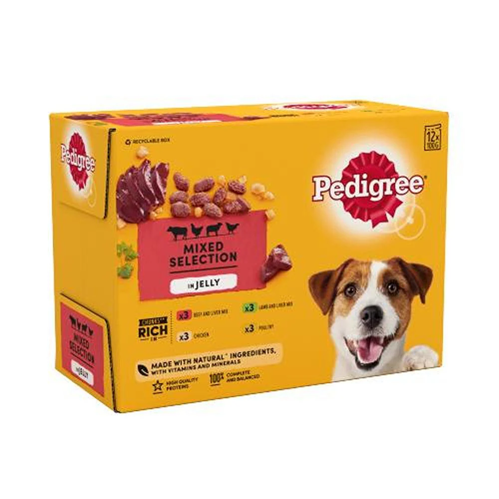 Pedigree Adult Wet Dog Food Pouches Mixed in Jelly | Pack of 12