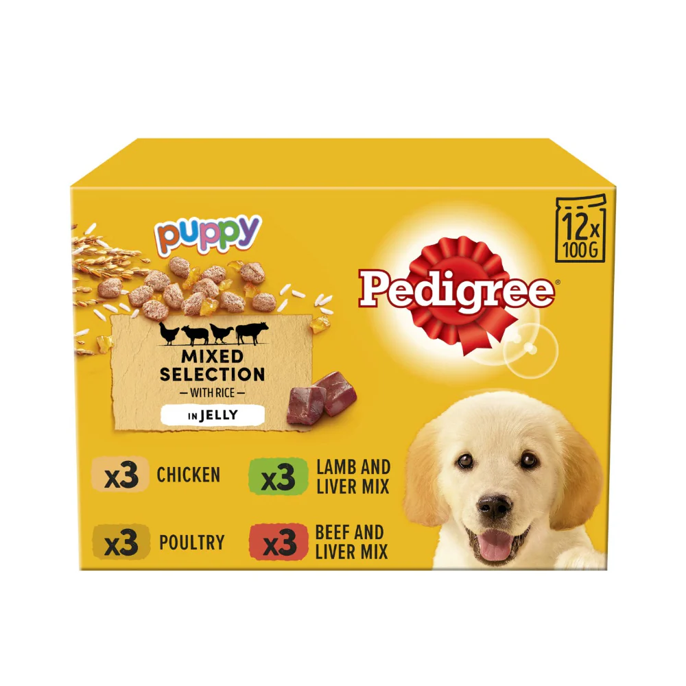 Pedigree Junior Wet Dog Food Pouches | Jelly, Mixed Selection, 12 x 100g