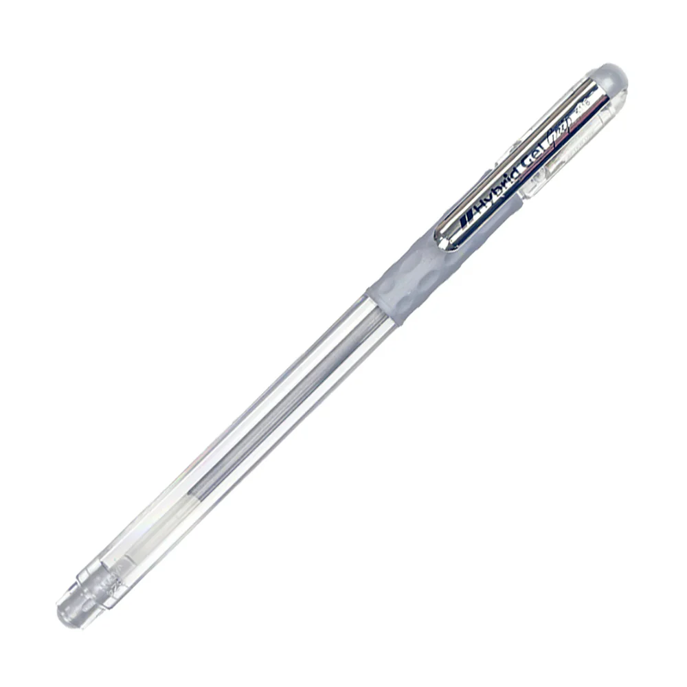 Pentel Hybrid Gel Pen | Metallic Silver Ink, Clear Barrel, Ergonomic Grip