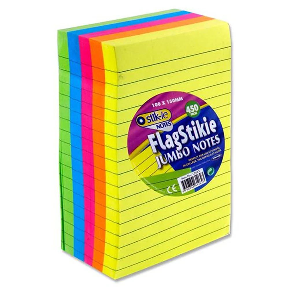 Premier Stationery FlagStikie Jumbo Notes Block 450 - Vibrant, Eco-Friendly Sticky Notes for Organized Writing - Image 2