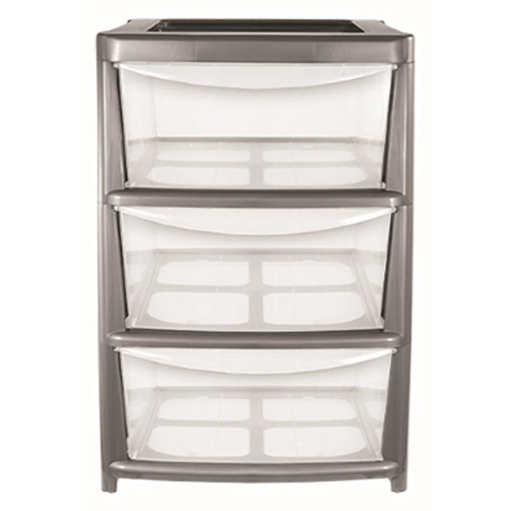 Premier Storage 3 Drawer Tower Unit In Silver | Large