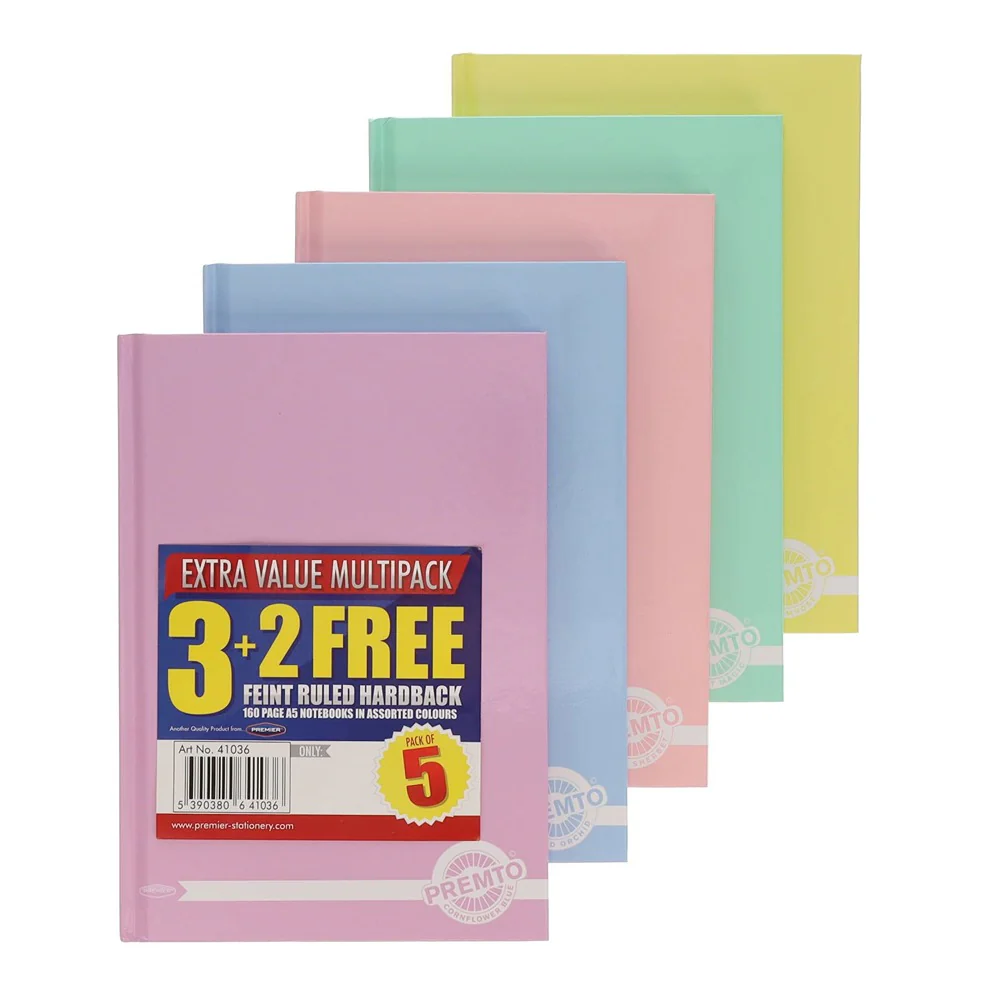 Premto A5 Hardback Notebook Multipack in Pastel Colors - Image 3