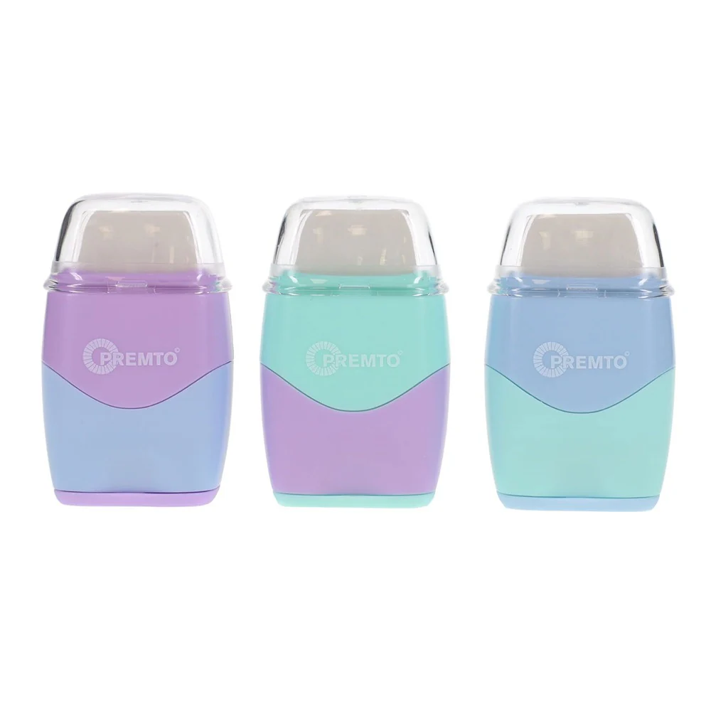 Premto Pastel Twin Hole Sharpener with Built-in Eraser - Image 3
