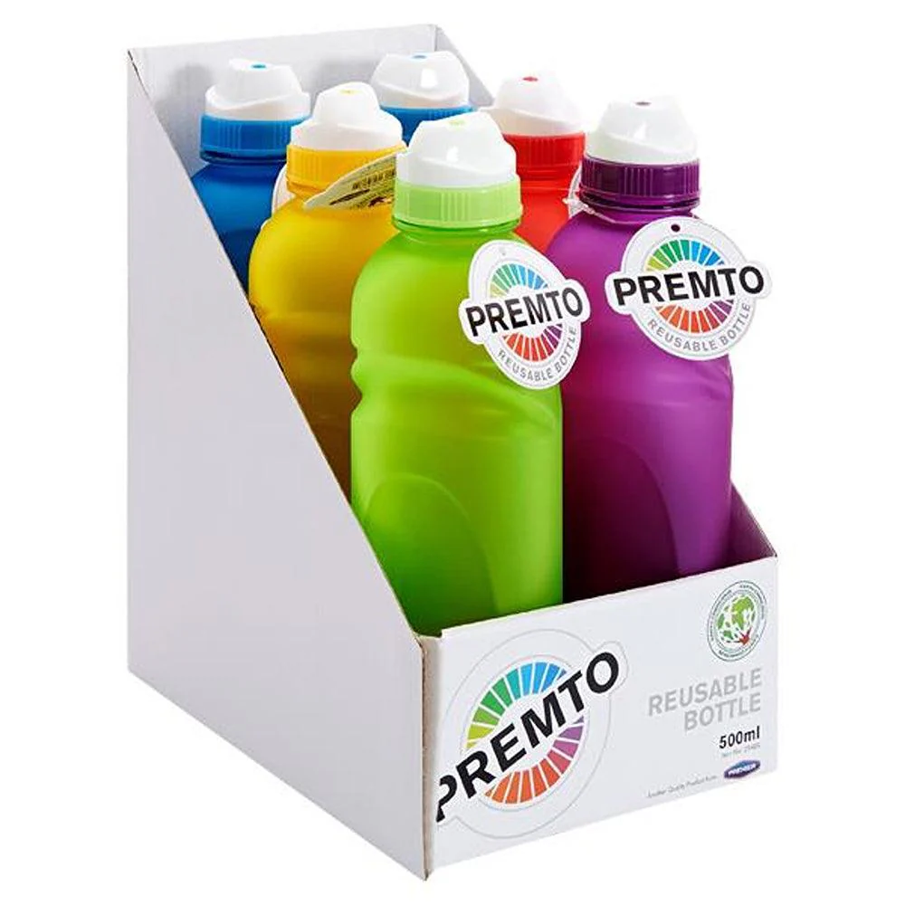 Premto Stealth Soft Touch Bottle with Twist Top Lid | Assorted Colours | 500ml